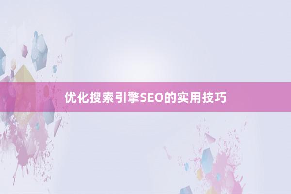 优化搜索引擎SEO的实用技巧